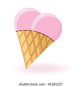 Heart shaped ice-cream. Vector illustration