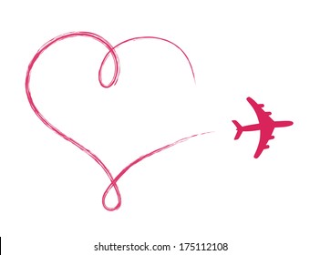 Heart shaped icon in air, made by plane