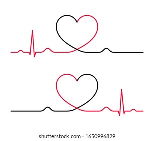 Heart shaped icon set. Red isolated on a white background. Vector illustration.