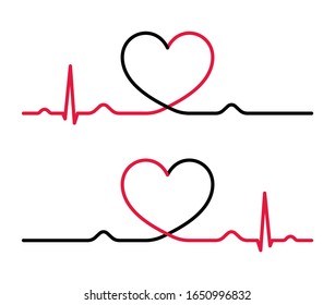 Heart shaped icon set. Red isolated on a white background. Vector illustration.