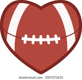 Vector de ilustración en forma de corazón de un balón de fútbol americano