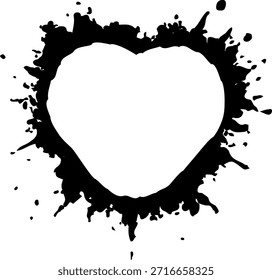 Mancha de tinta en forma de corazón con bordes curvos suaves y un espacio circular vacío en el centro.
