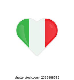 Heart Shaped Italy Flag Icon Vector Design.