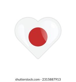 Heart Shaped Japan Flag Icon Vector Design.