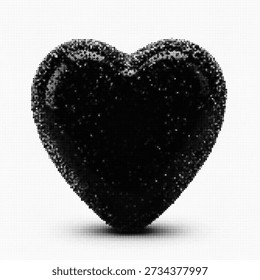 Arte vectorial de semitono de gelatina en forma de corazón - Gráfico de postre de gelatina dulce monocromo para golosinas del día de San Valentín, marca de alimentos y menús románticos.