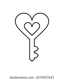 Heart Shaped Key Icon Illustration