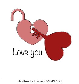 Heart shaped key, heart shaped lock.