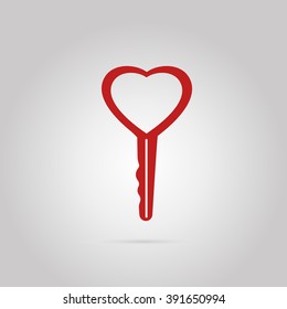 heart shaped key, key for love concept