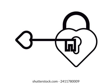 Llave con forma de corazón y candado