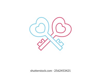 heart shaped key vector made with outline style to present love and valentine's day