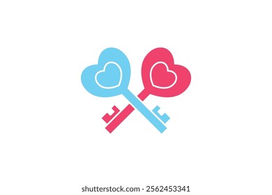 heart shaped key vector to present love and valentine's day