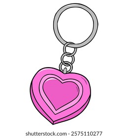 heart shaped keychain illustration hand drawn isolated vector