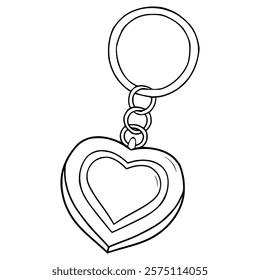 heart shaped keychain illustration hand drawn outline vector