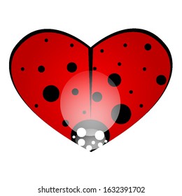Heart shaped ladybug, vector art illustration.