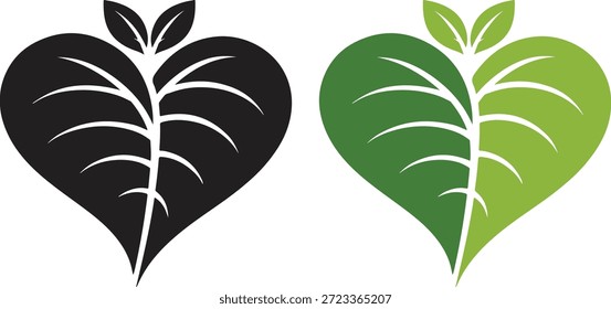 Ilustração em forma de coração simbolizando o amor ecológico, o cuidado da natureza, o crescimento e a sustentabilidade. Design de coração botânico abstrato que representa vida verde, proteção ambiental, estilo de vida orgânico e harmonia com a natureza. Ilustração de vetor plano limpo isolado no fundo branco. Perfeito para marca ecológica, campanhas ambientais, logotipos, cartazes, projetos de sustentabilidade, bem-estar, produtos orgânicos e projetos temáticos da natureza.