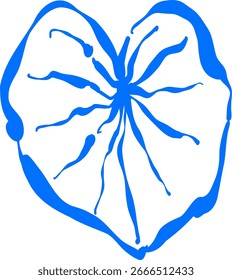 Dibujo de línea de hoja en forma de corazón.