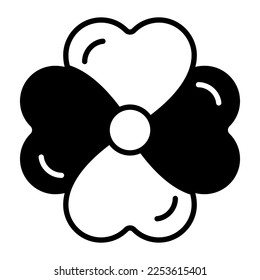 Heart shaped leaf vector of lucky flower, clover leaf