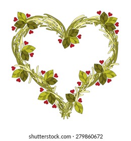 Heart shaped leaf wreath vector illustration 