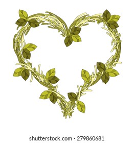Heart shaped leaf wreath vector illustration 