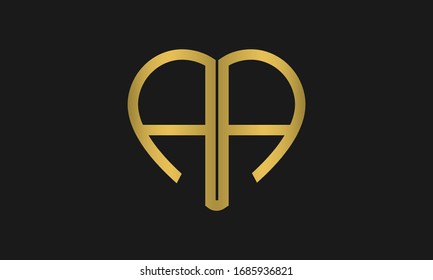 Heart Shaped Letter A or Letter AA Iconic Logo Design, logo design for wedding invitation, wedding name and business name.
