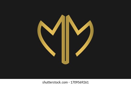 Heart Shaped Letter M or Letter MM Iconic Logo Design, logo design for wedding invitation, wedding name and business name.