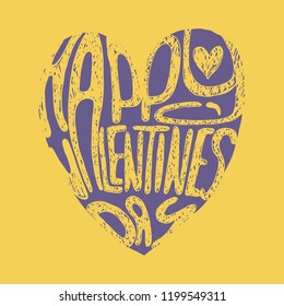 heart shaped lettering happy valentines day isolated on a yellow background