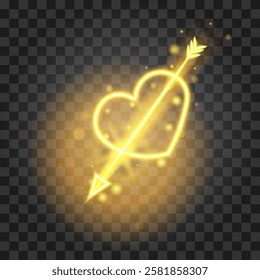 Heart shaped light effect isolated on transparent background. Vector illustration.