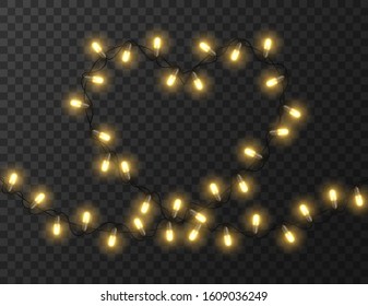 Heart shaped lights isolated on transparent background, design vector illustration