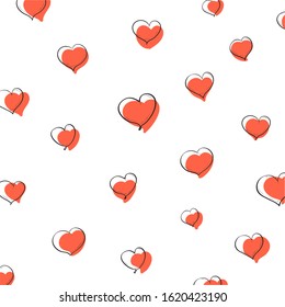 Heart shaped line background for valentines day.White background.Vector illustration.