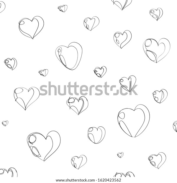 Heart shaped line\
background for valentines day.Heart shaped line.White\
background.Vector\
illustration.