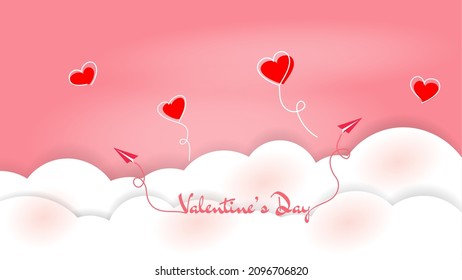 Herzförmige Linien auf Wolken lieben den Valentinstag