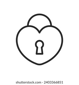 Heart Shaped Lock Icon. Romantic Protection Padlock Linear Vector Isolated Pictogram.