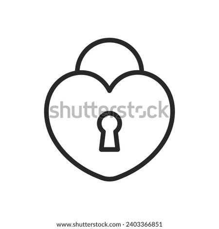 Heart Shaped Lock Icon. Romantic Protection Padlock Linear Vector Isolated Pictogram.
