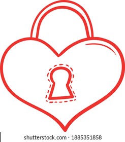 Bloqueo con forma de corazón aislado. Dibujo simple del doodle vectorial. Diseño para el Día de San Valentín, 8 de marzo, boda