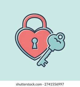 Heart shaped lock with key