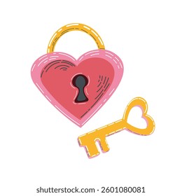 Heart Shaped Lock with Key Symbolizing Love and Security