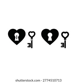 Heart shaped lock and key symbols