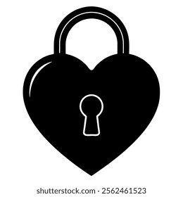 Heart shaped lock silhouette perfect for Valentines Day vector art design
