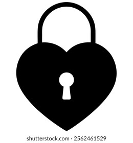 Heart shaped lock silhouette perfect for Valentines Day vector art design
