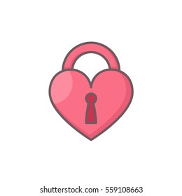 Heart shaped lock. Simple vector symbol for sweet romantic design.