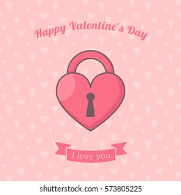 Heart shaped lock. Vector decorative background for sweet romantic design.