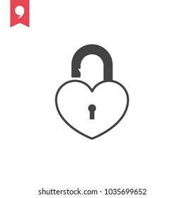 Heart shaped lock, vector icon, love symbol