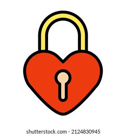 Heart shaped lock vector icon