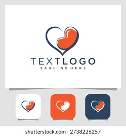 a heart shaped logo design template with text logo and tagline