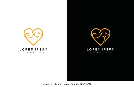 Heart shaped logo designs presented in dual contrasting templates