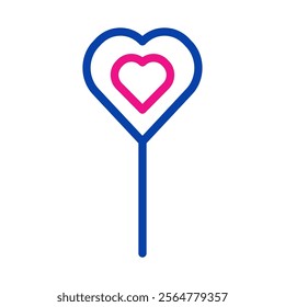 Heart shaped lollipop icon. Concept of love, romance, and Valentine's Day.