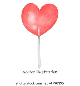 heart shaped lollipop , red heart on a stick, resembling a lollipop. The design exudes simplicity, perfect for valentine or affectionate themes