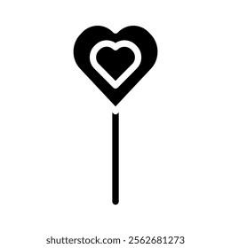 Heart shaped lollipop silhouette. Concept of love, romance, and Valentine's Day.