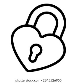 Heart shaped love lock and keyhole line icon, dating concept, padlock vector sign on white background, outline style icon mobile concept web design. Vector graphics.