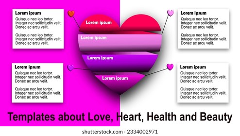 Heart shaped love symbol illustration applied in info graphic shape. It can also be for beauty and health.